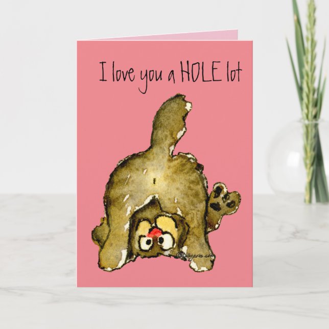 I love you a HOLE lot Cartoon Cat Greeting Card (Front)