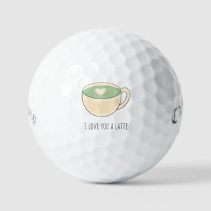 'I Love You A Latte' Adorable Latte Cup Sweet Fun Golf Balls