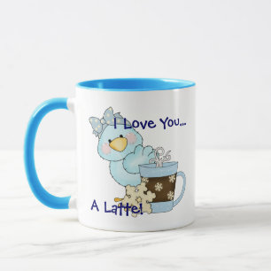 I LOVE YOU A LATTE Blue Bird Winter Coffee Mug