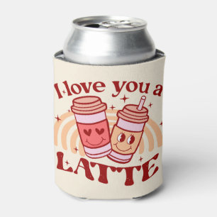 I Love You A Latte Cute Coffee Cup Pun Can Cooler