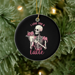 I love you a valentines day skeleton ceramic tree decoration