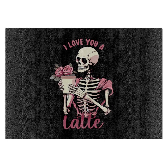 I love you a valentines day skeleton cutting board (Front)