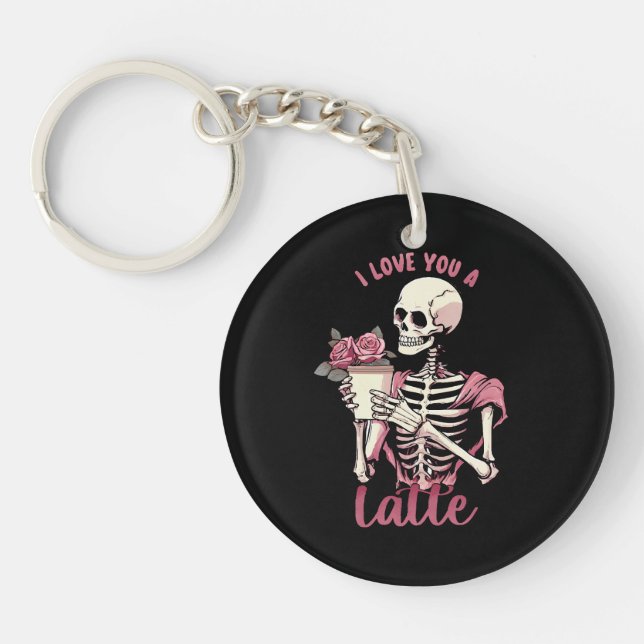 I love you a valentines day skeleton key ring (Front)