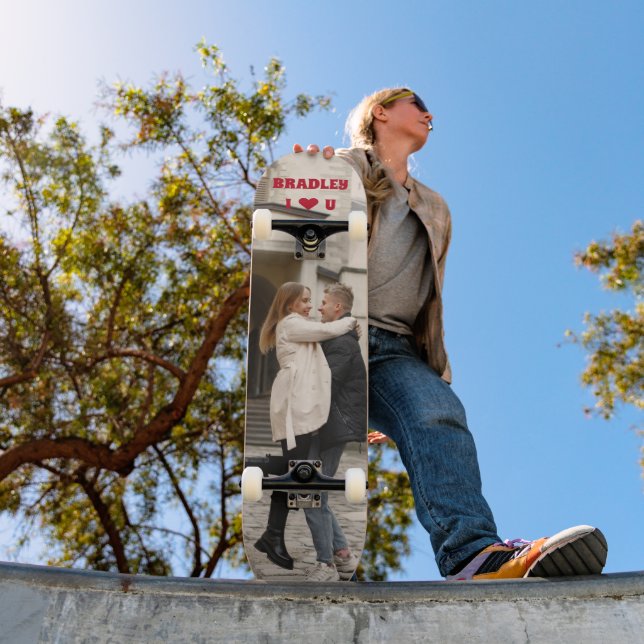 I Love You Add Your Own Photo Custom Name Skateboard (Outdoor 1)