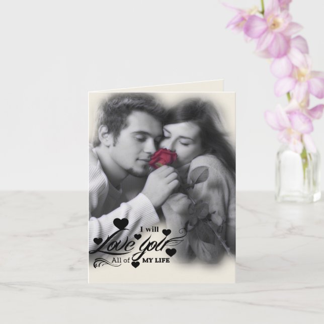 I Love you All My Life - Couple with Red Rose Card (Orchid)
