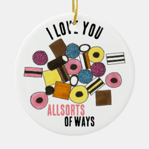 I Love You Allsorts of Ways Liquorice All Sorts Ceramic Tree Decoration