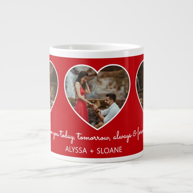 I Love You Always & Forever 3 Heart Photos Large Coffee Mug (Front)