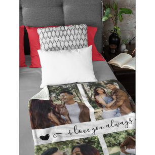 I Love You Always & Forever Modern 6 Photo Collage Fleece Blanket