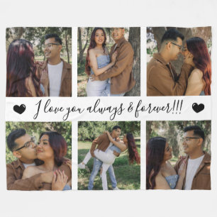 I Love You Always & Forever Modern 6 Photo Collage Fleece Blanket