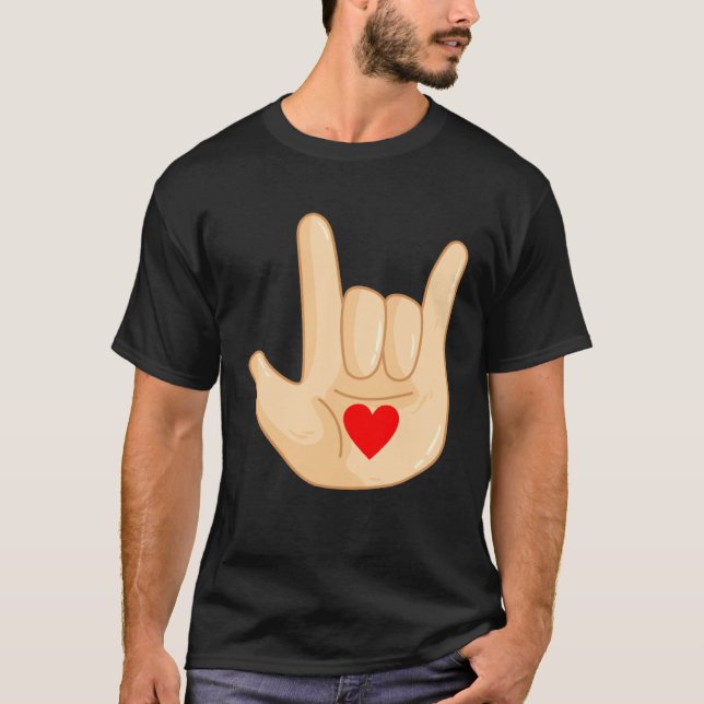 I Love You American Sign Language Hand Gesture T-Shirt (Front)