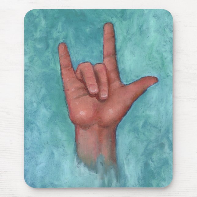 I Love You: American Sign Language: Hand Mouse Mat (Front)