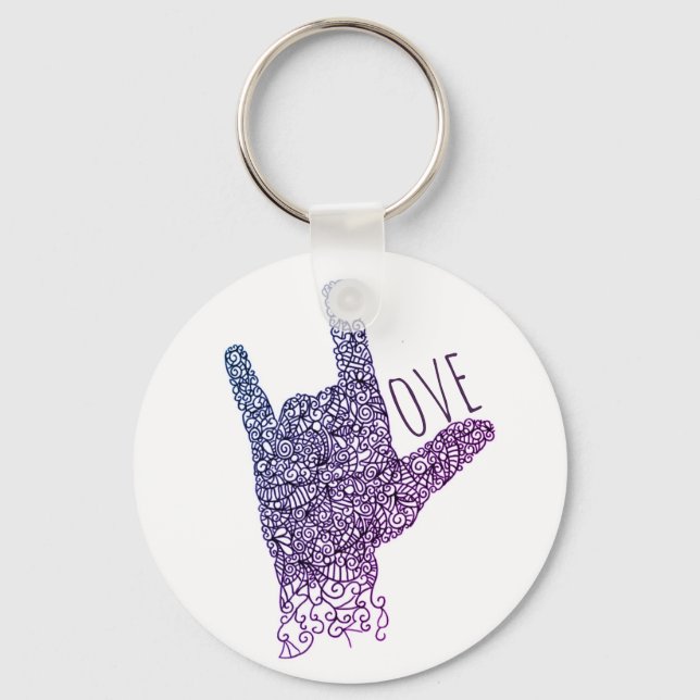 "I Love You" American Sign Language Keychain (Front)