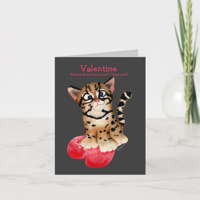 I Love You An Ocelot Pun Dark Valentine Card (Front)