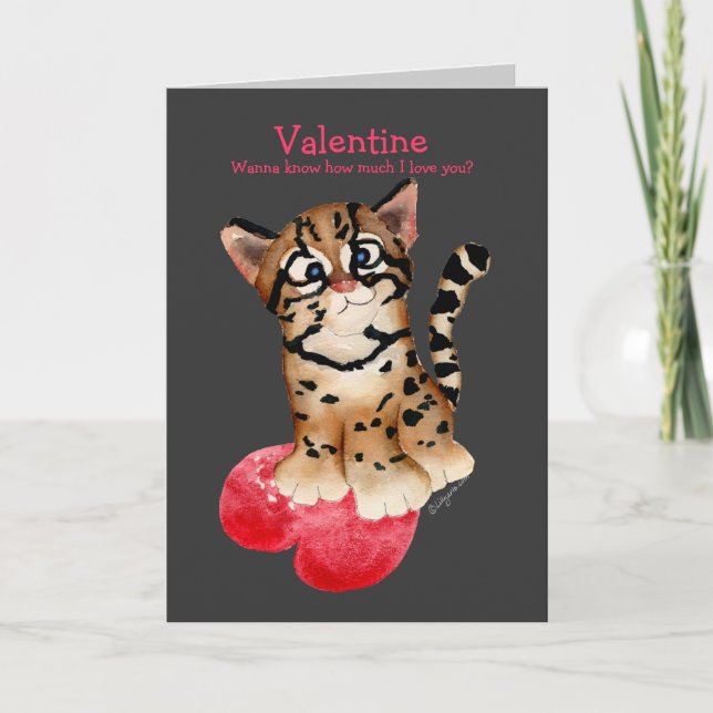 I Love You An Ocelot Valentine Blk Card (Front)