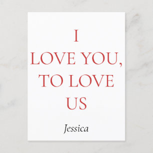 I love you and us, customise personalise postcard