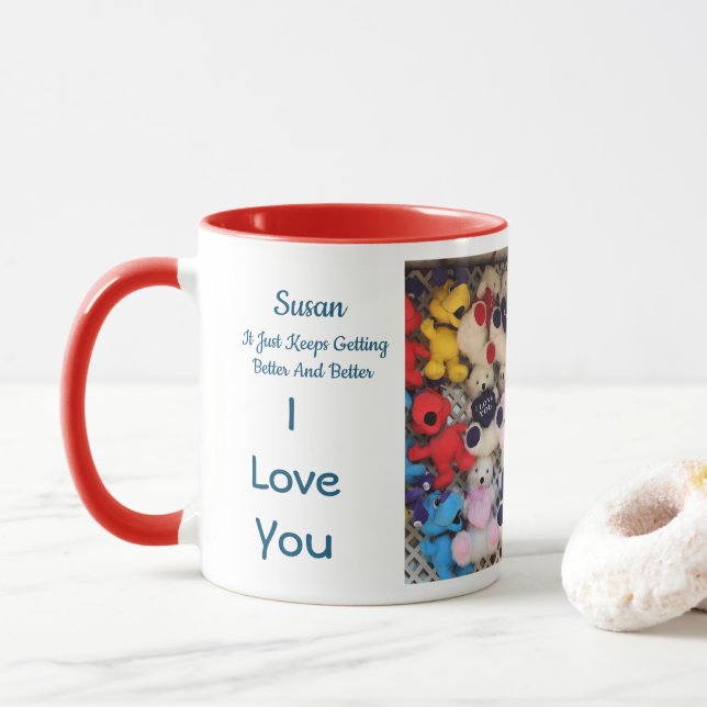 I Love You Anniversary Personalised Mug (With Donut)