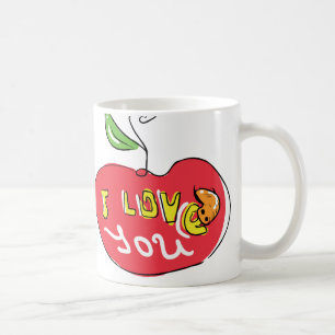 I love you apple with worm tea mug