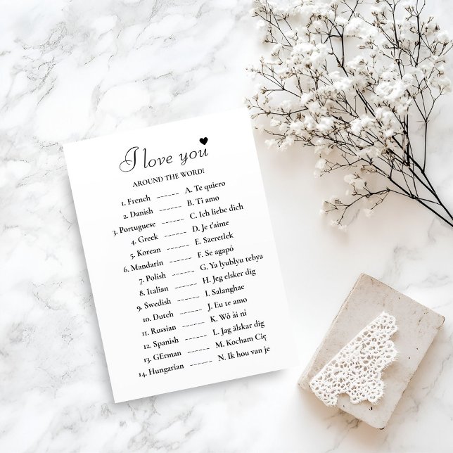  I love you around the world bridal shower game Card (Creator Uploaded)