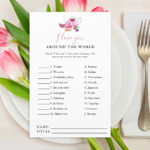 I love you around the world Bridal Shower Game Tea