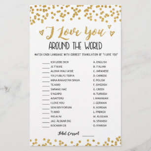 I love you around the world game with Answers