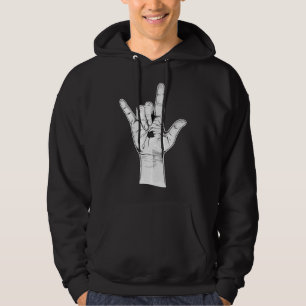 I Love You ASL Hand Sign - Hand Drawn Novelty Jesu Hoodie
