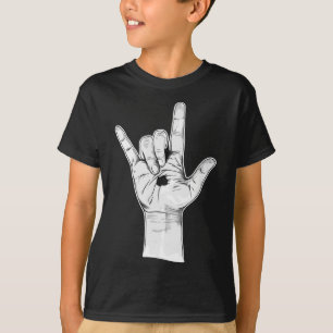 I Love You ASL Hand Sign - Hand Drawn Novelty Jesu T-Shirt