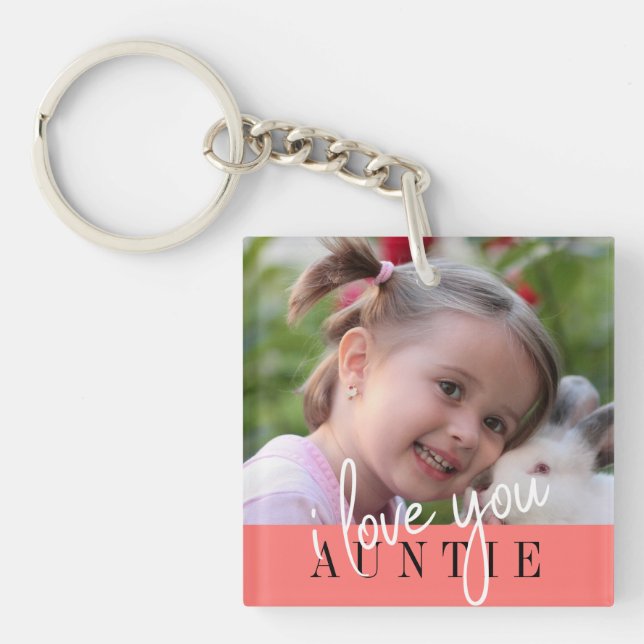 I Love You Auntie Custom Photo Key Ring (Front)