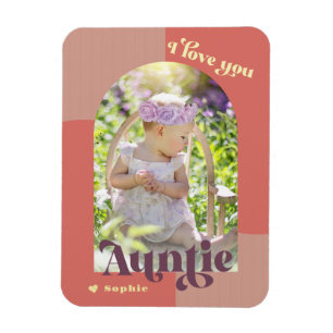 I Love You Auntie Retro Photo  Magnet