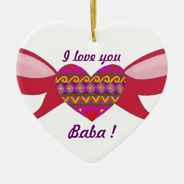 I Love You Baba Ceramic Tree Decoration (Front)