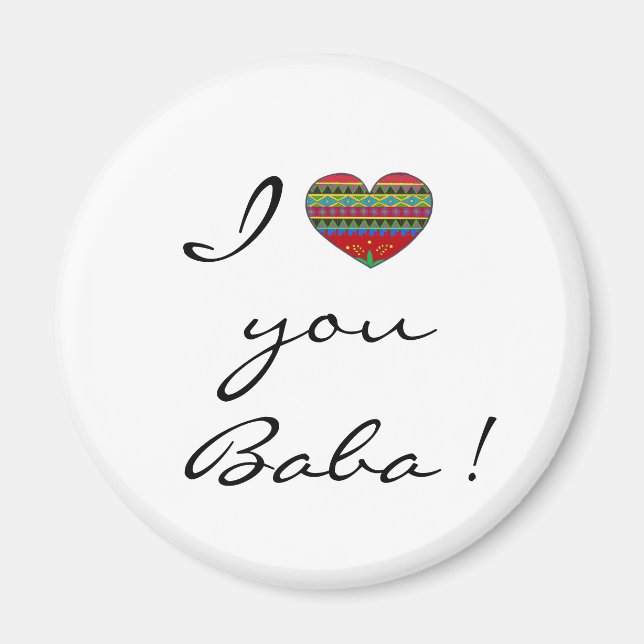 I Love You Baba Ukrainian Folk Art Magnet (Front)