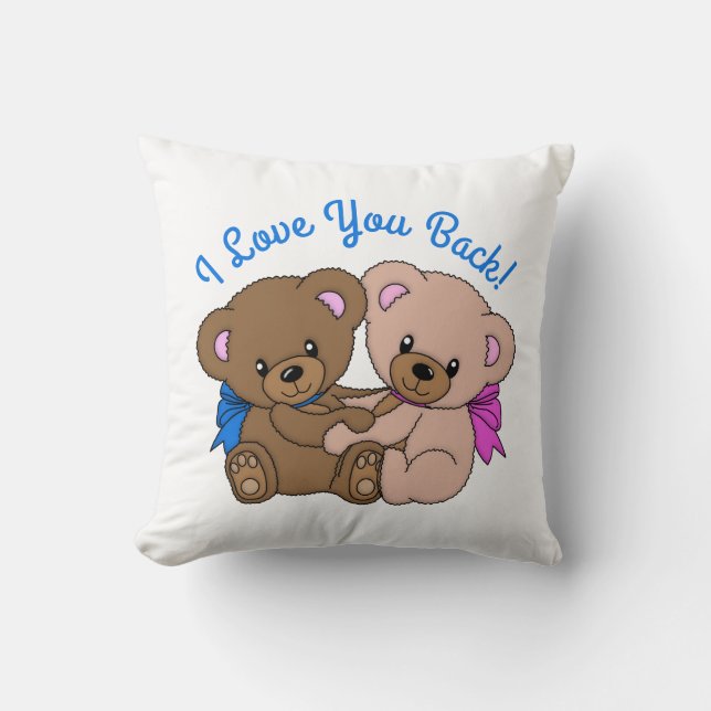 I Love You Back Teddy Bears Hugging Cushion (Front)