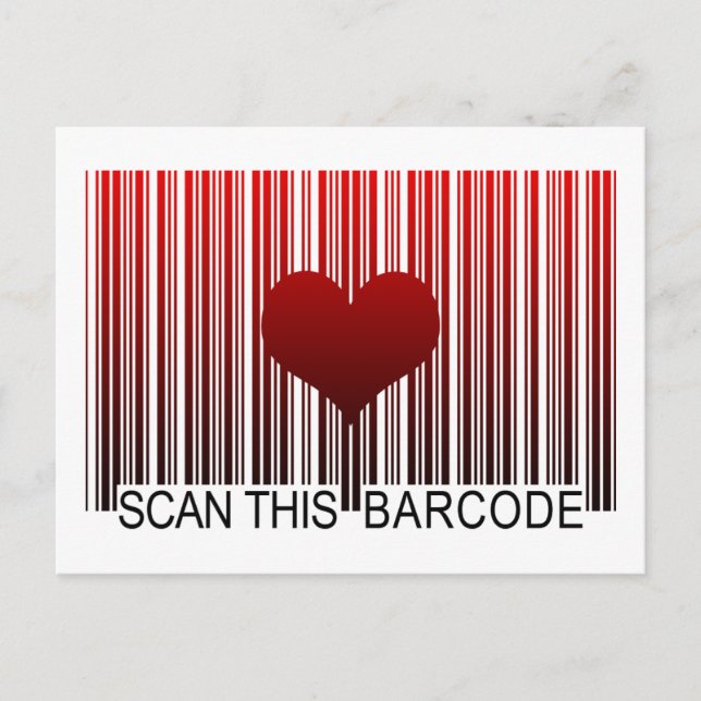I LOVE YOU BARCODE POSTCARD (Front)