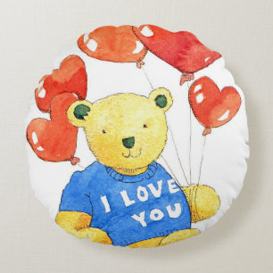 I love you bear - balloon 2011 round cushion