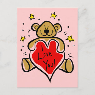 I Love You Bear Postcard