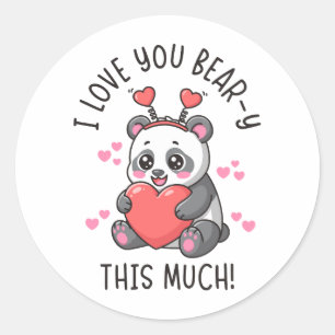 I Love You Bear-y This Much - Cute Panda Valentine Classic Round Sticker