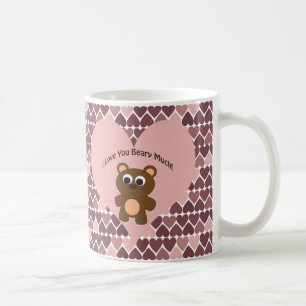 I love you Beary Much! Heart Background Coffee Mug