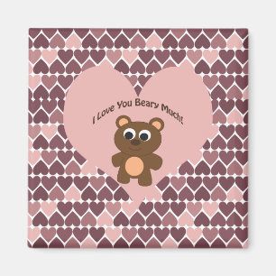 I love you Beary Much! Heart Background Magnet