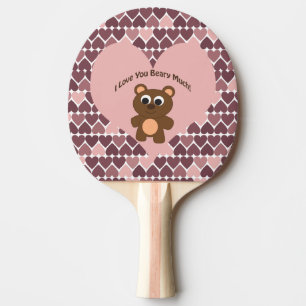 I love you Beary Much! Heart Background Ping Pong Paddle