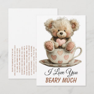 I Love You Beary Much In Cup Postcard