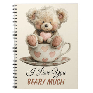 I Love You Beary Much In Cup Postcard Notebook