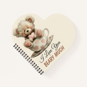 I Love You Beary Much In Cup Postcard Notebook