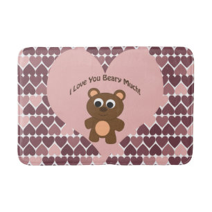 I Love You Beary Much Pink Hearts Bath Mat