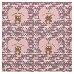 I Love You Beary Much Pink Hearts Fabric