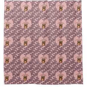 I Love You Beary Much Pink Hearts Shower Curtain