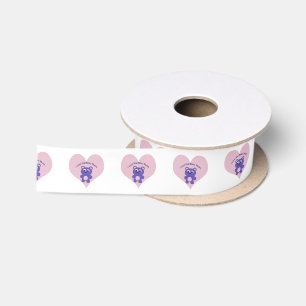 I Love You Beary Much Purple Bear Satin Ribbon