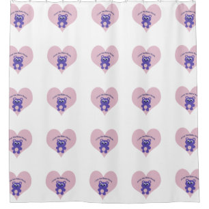 I Love You Beary Much Purple Bear Shower Curtain