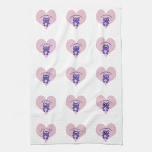 I Love You Beary Much Purple Bear Tea Towel