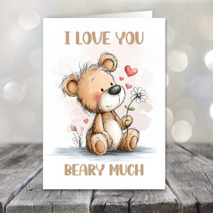 I Love You Beary Much Teddy Bear Valentines Day Holiday Card