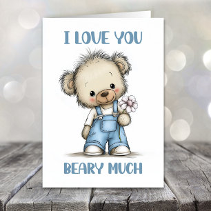 I Love You Beary Much Teddy Bear Valentines Day Holiday Card