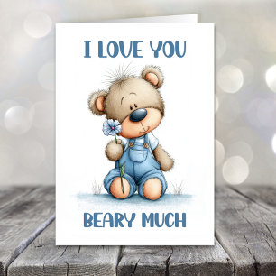 I Love You Beary Much Teddy Bear Valentines Day Holiday Card